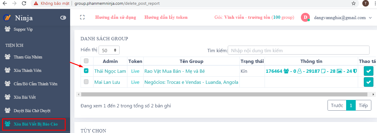 xoa bai viet bi bao cao