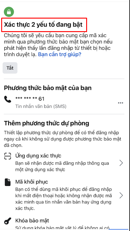 bao mat tai khoan fb