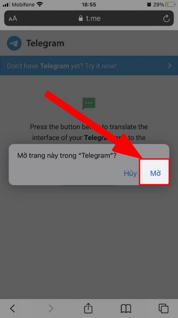 hay đổi ngôn ngữ Telegram sang tiếng Việt.