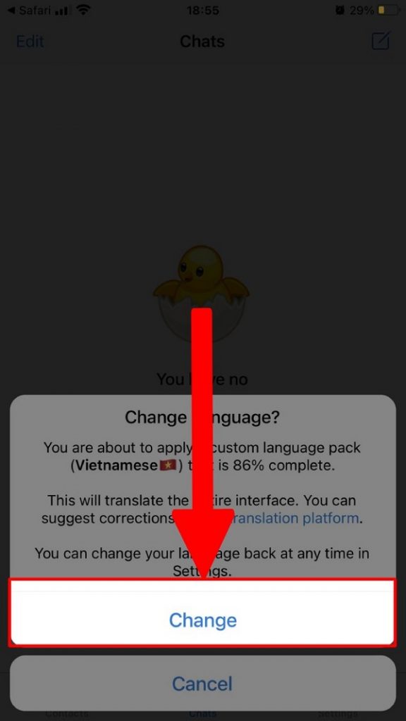 set ngôn ngữ tiếng Việt hiển thị trên Telegram