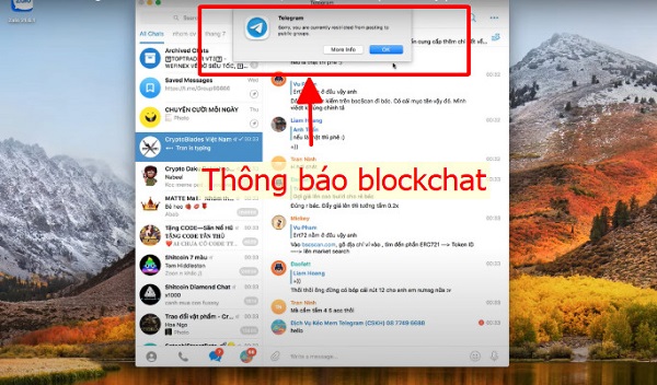 Telegram thông báo block chat